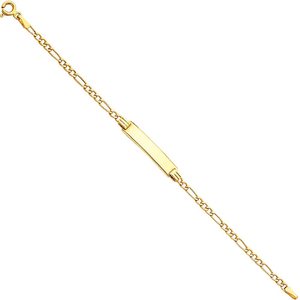 14k Solid Gold Figaro ID Bracelet ā Engravable Name Plate Bracelet ā Italian 14k Yellow Gold ā Luxury Unisex Chain Bracelet