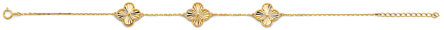14K Gold Four-Leaf Flower Bracelet β Dainty Gold Chain Bracelet for Women (7+1 Inch)