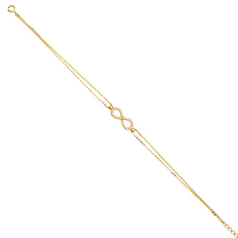 14k Pure Yellow Gold Double Infinite Bracelet