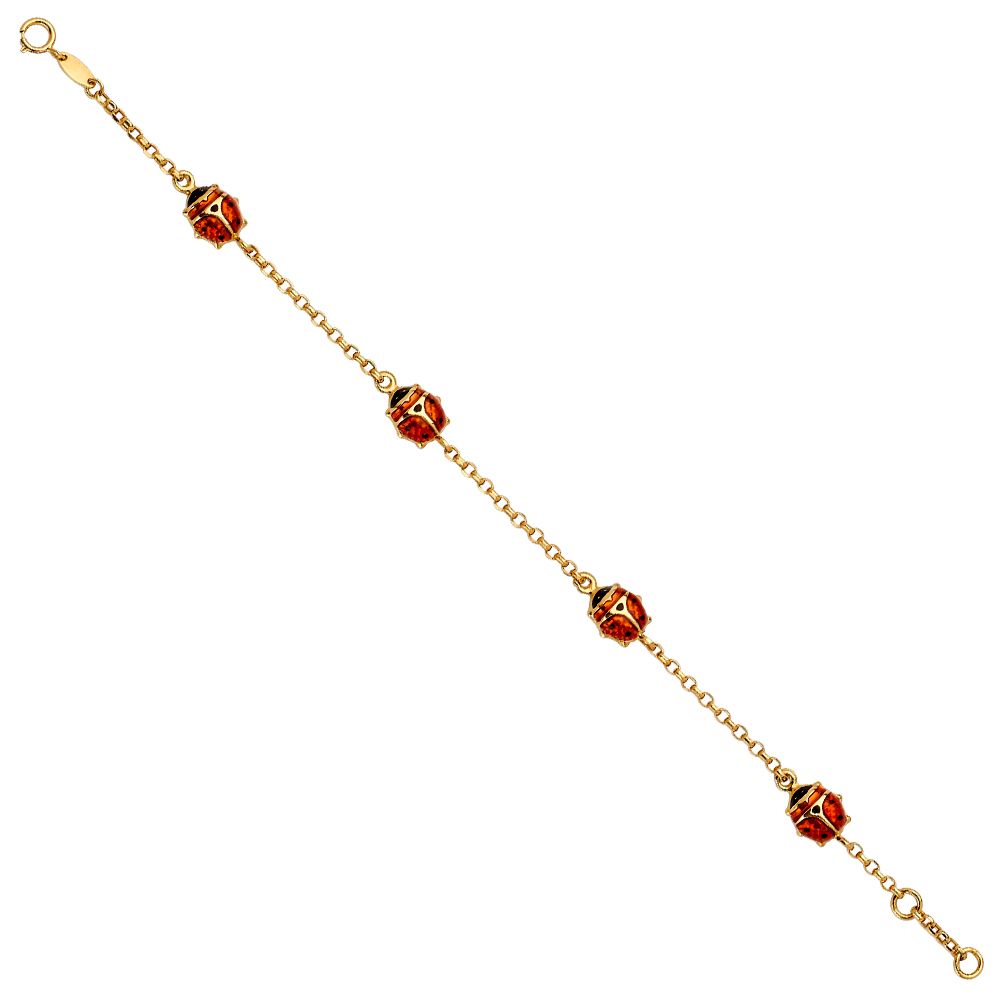 14k Gold Ladybug Bracelet β Italian Gold Charm Bracelet for Women & Girls