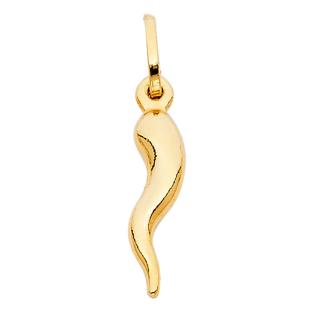 14K Italian Gold Cornicello Malocchio Red Pepper Peperoncino Horn Pendant – good luck pendant