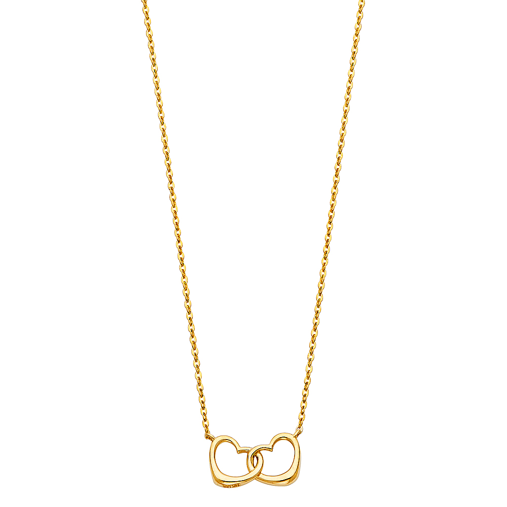 14K Italian Gold Double Heart Necklace โ 18 & 20 Inches | Moncrieff Jewelry