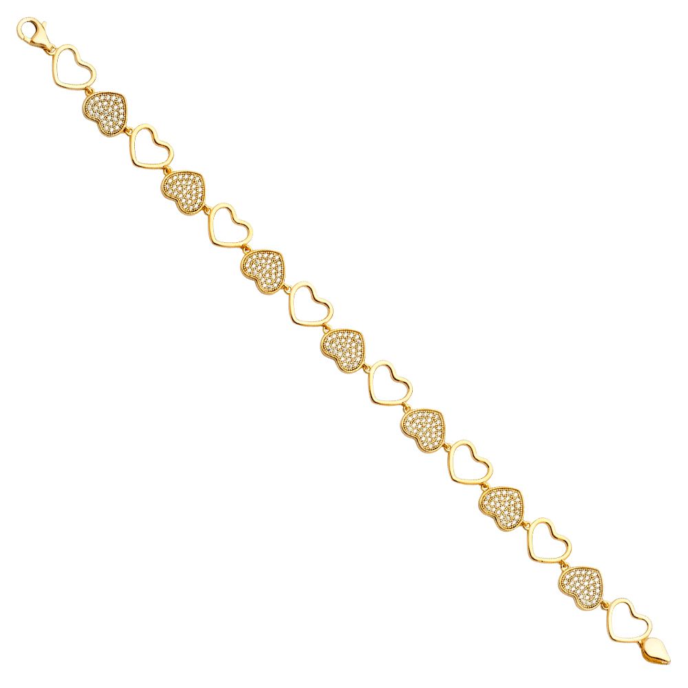 14k Pure Yellow Gold Heart Bracelet