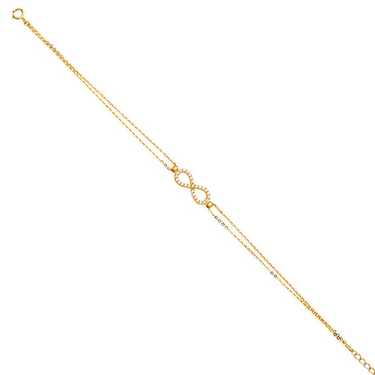 14k Pure Yellow Gold Double Infinite Bracelet