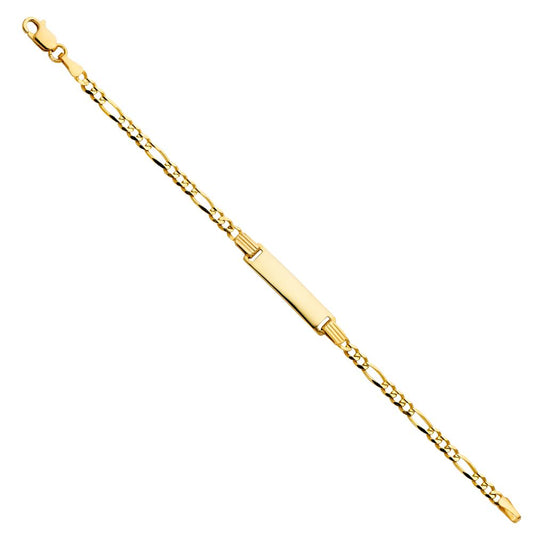 14k Pure Yellow Gold Figaro 3+1 Baby ID Bracelet