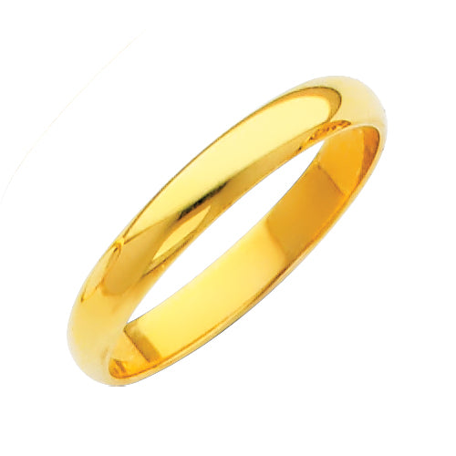 14K Yellow Gold Wedding Band | 3mm Classic Plain Ring | Unisex Solid Gold Band
