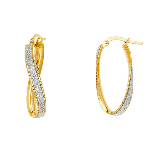 14k Pure Gold U-Shape Earrings with Glitter