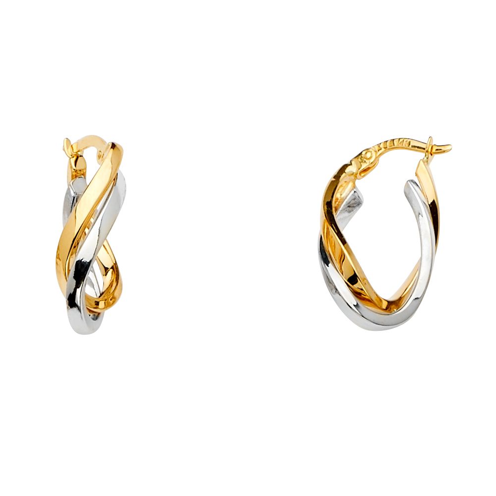 14k Two-Color Twisted Hoop Earrings