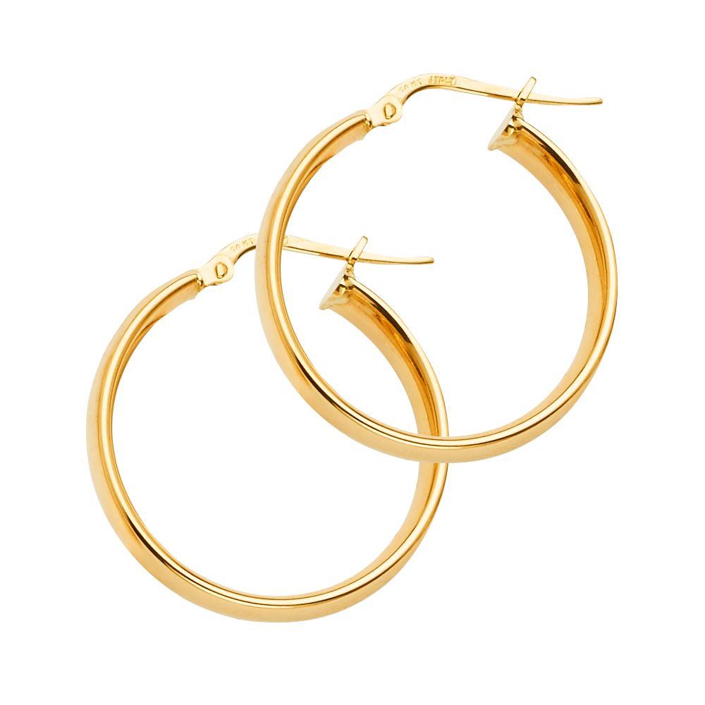 14k Yellow Gold Basic Hollow Hoop Earrings