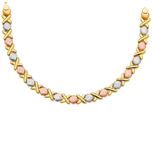 14k Pure Tri Color Gold Braided Necklace
