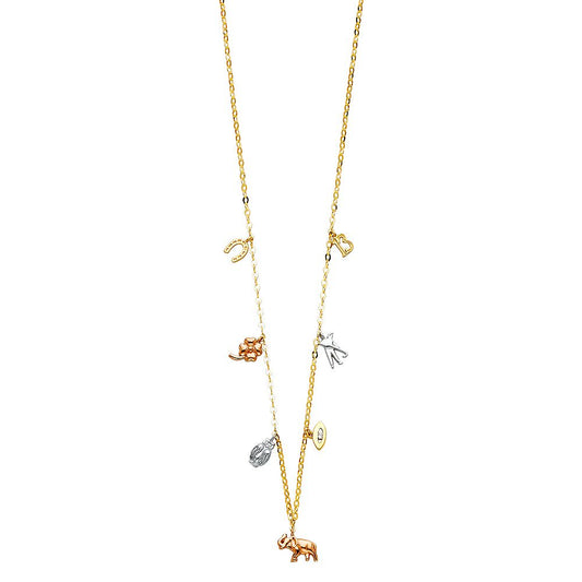 14k pure yellow gold lucky charms necklace