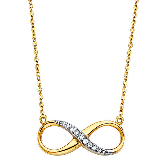 14k Pure Yellow and White Gold Infinity Necklace