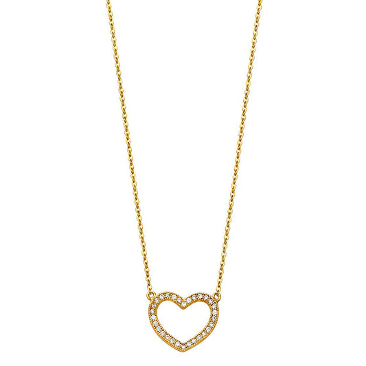 14k Pure Yellow Gold Heart Pendant Necklace