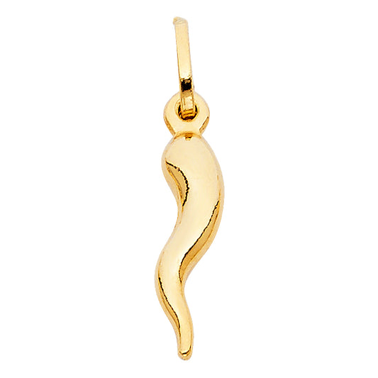 14K Italian Gold Cornicello Malocchio Red Pepper Peperoncino Horn Pendant – good luck pendant