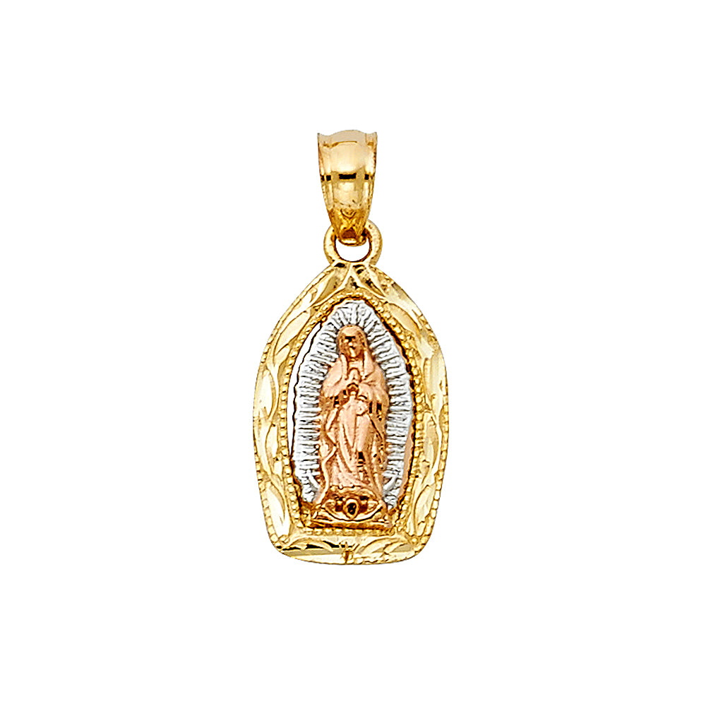 14K Italian Gold Our Lady of Guadalupe Pendant – Catholic Virgin Mary Medal