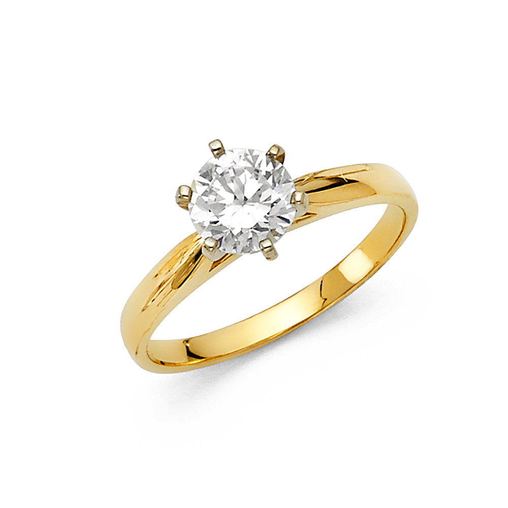 14K Italian Gold Solitaire Ring with Cubic Zirconia – Classic Engagement Ring