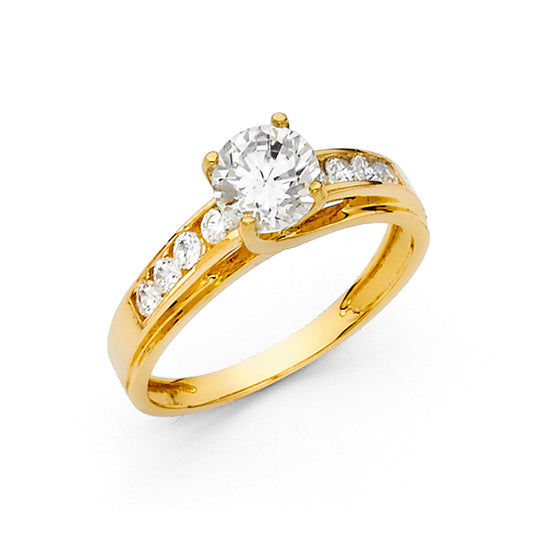 14k Pure Gold Engagement Ring with Round Cut Stone