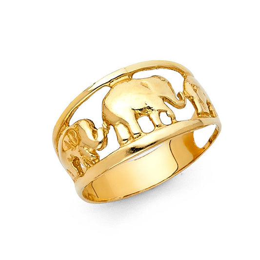 14k Pure Gold Lucky Elephants Ring