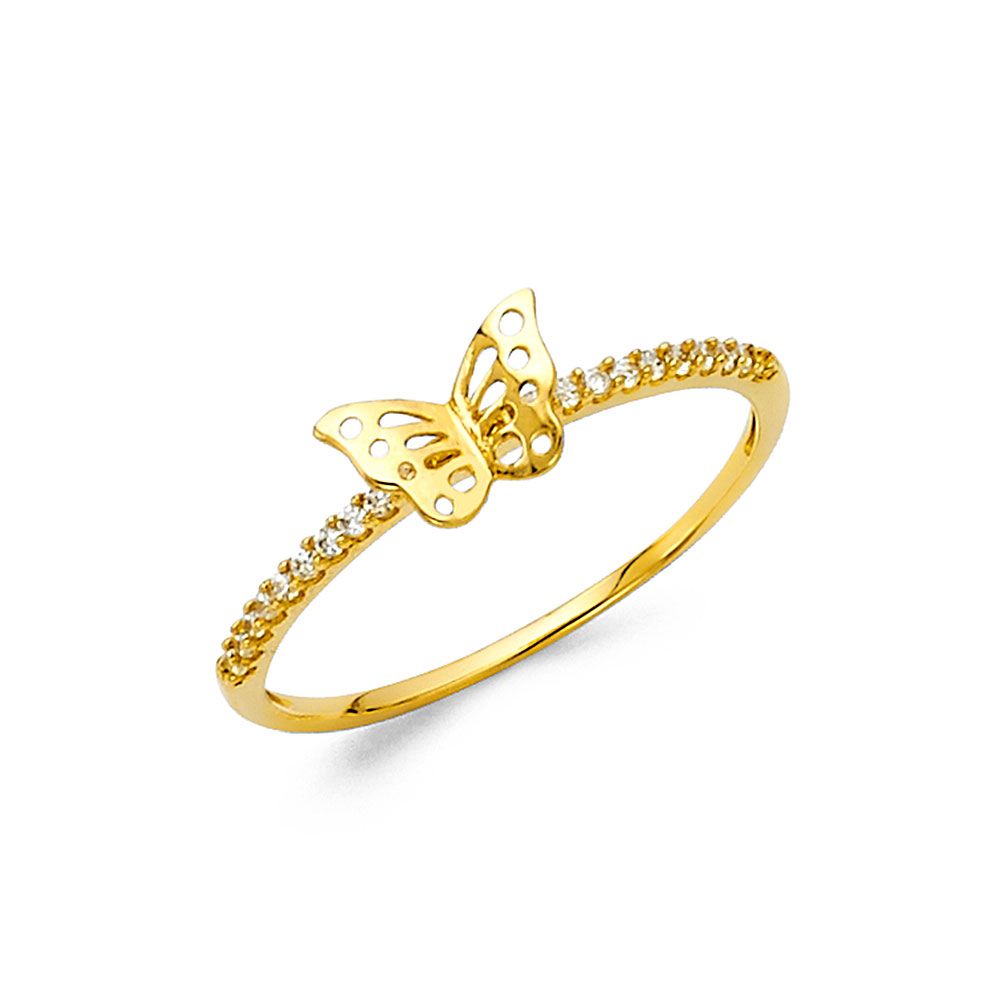 14k Pure Gold Ring with Butterfly