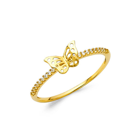 14k Pure Gold Ring with Butterfly