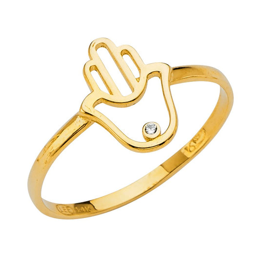 14k Pure Gold Hamsa Hand Ring