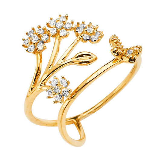 14k Pure Gold Size Adjustable Ring with Branches