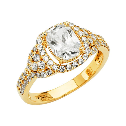 14k Pure Gold Engagement Ring with a Halo Oval Stone