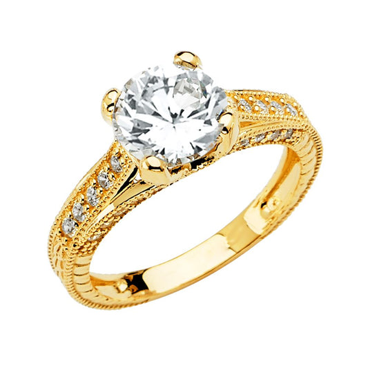 14k Pure Gold Engagement Ring with Round Cut Stone