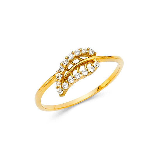 14k Pure Gold Fancy Ring with a Leaf