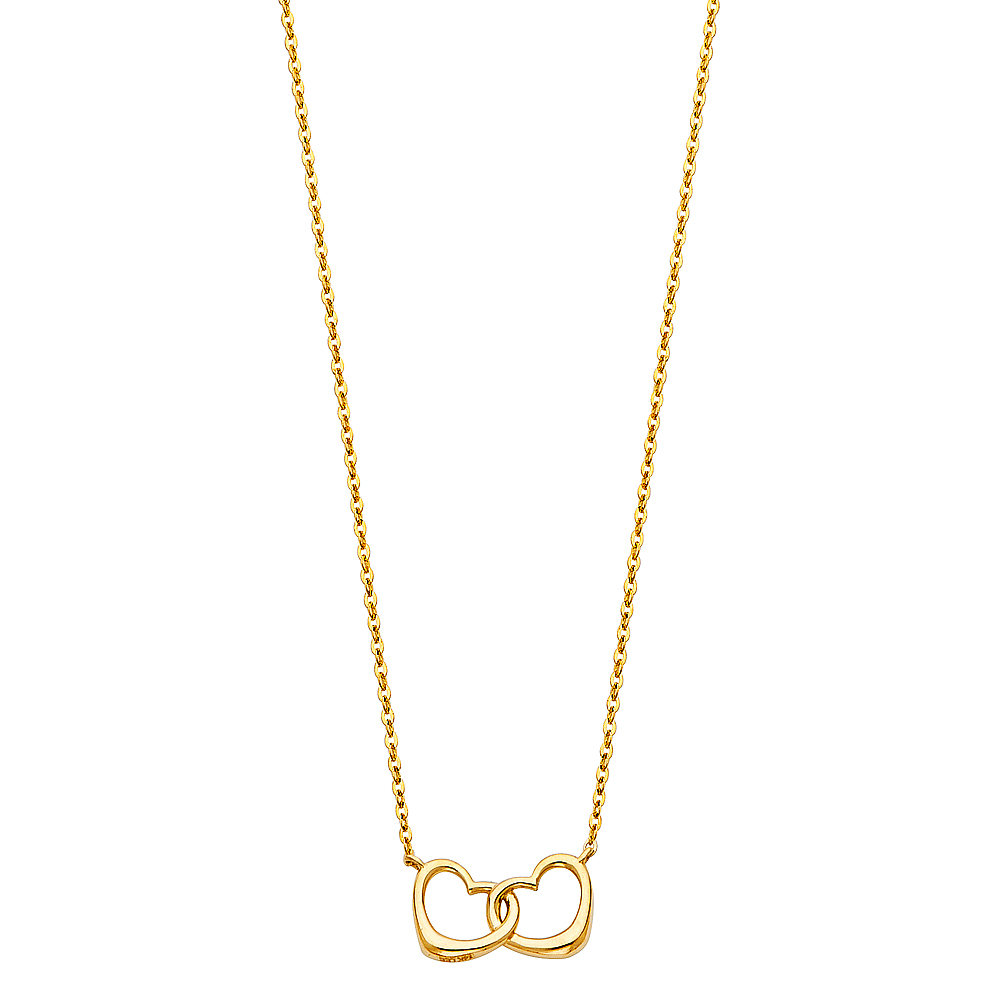 14K Italian Gold Double Heart Necklace – 18 & 20 Inches | Moncrieff Jewelry