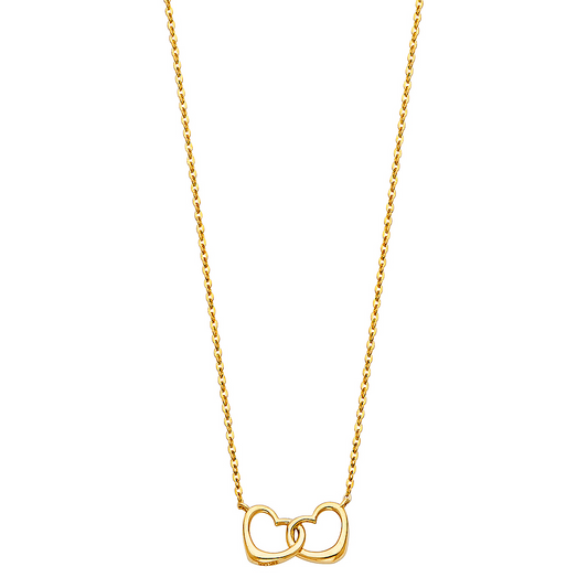 14K Italian Gold Double Heart Necklace – 18 & 20 Inches | Moncrieff Jewelry