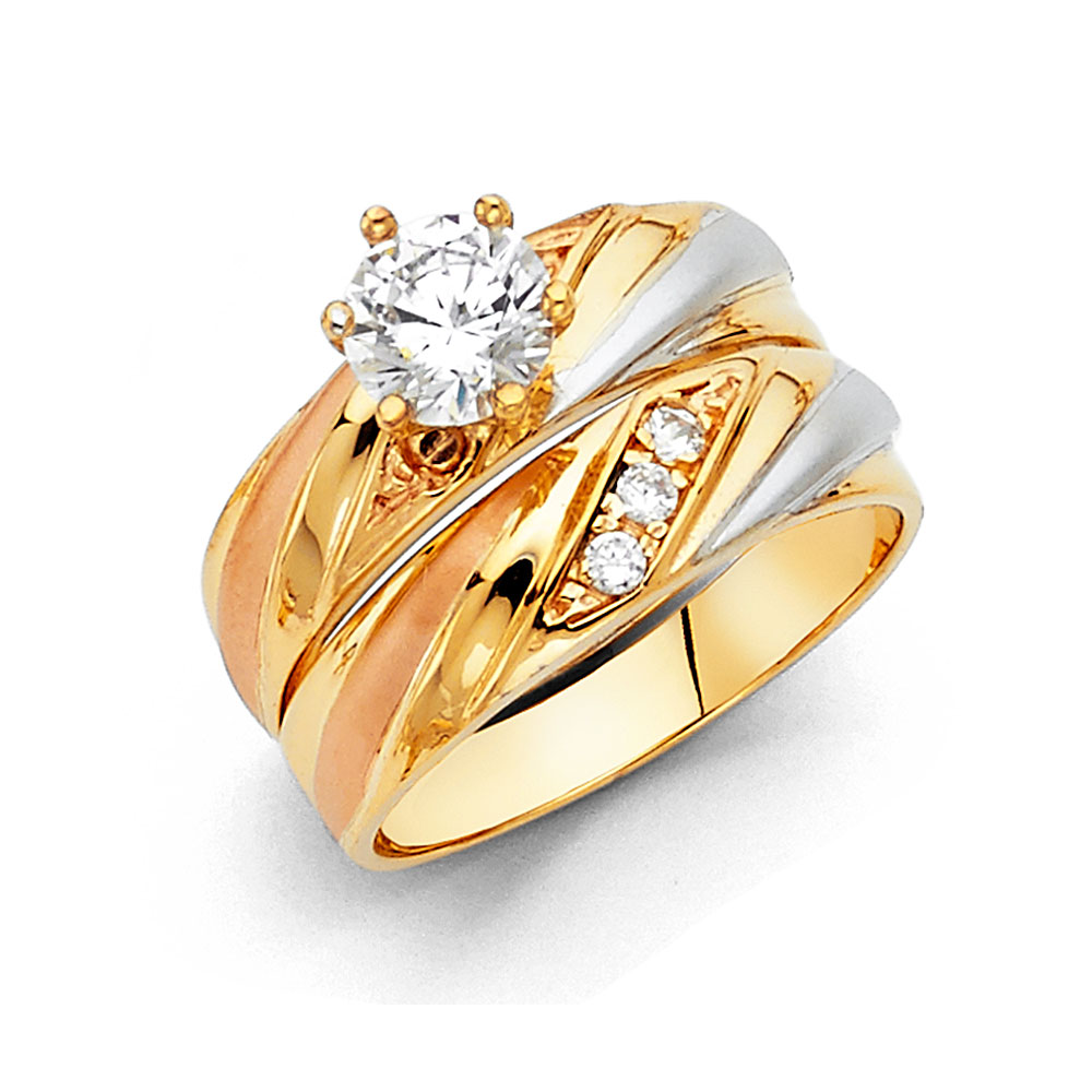 14K Yellow & White Italian Gold Engagement Ring | Moncrieff Jewelry